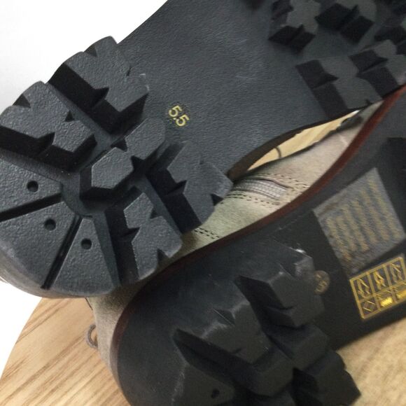 Jeffrey Campbell Stanley Faux Fur Trim Lace Up Hiker Boots Suede Taupe Beige 5.5 - Picture 10 of 14